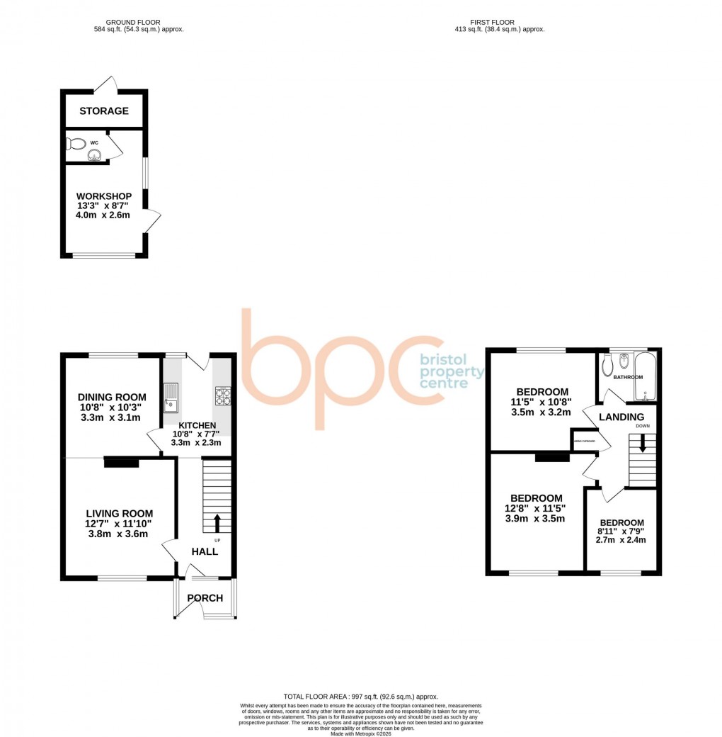 Floorplan for Brompton Close, Bristol, BS15