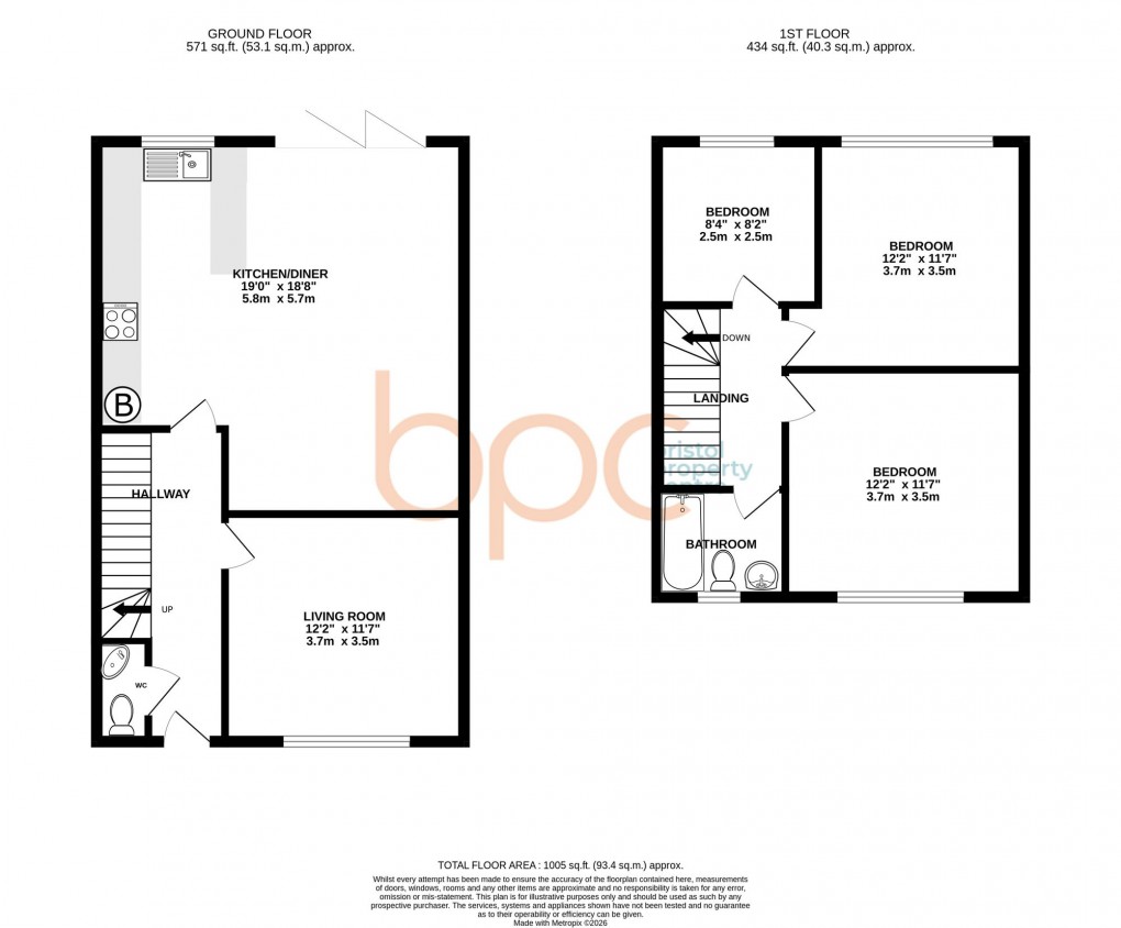 Floorplan for Pendock Road, Bristol, BS16